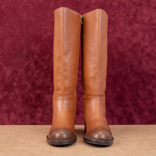 Sam Edelman Women Mable Zip Brown Leather Riding Wide Calf Tall Boots sz 6.5