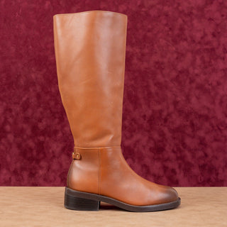 Sam Edelman Women Mable Zip Brown Leather Riding Wide Calf Tall Boots sz 6.5