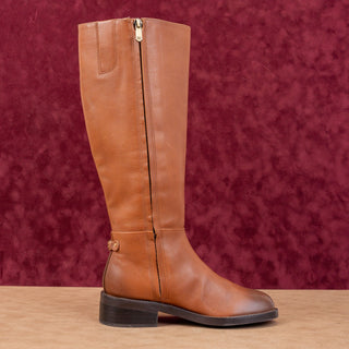 Sam Edelman Women Mable Zip Brown Leather Riding Wide Calf Tall Boots sz 6.5