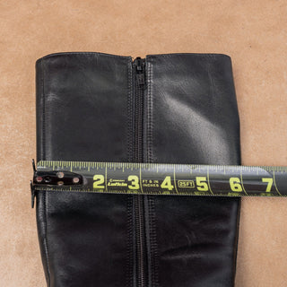 BP Women Vintage Retro 90s Black Leather Square Toe Fashion Knee Boots sz 5.5