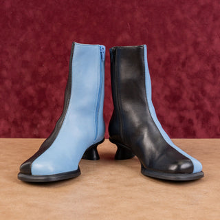 Camper Women Twin Color Black Blue Block Retro 60 Leather ankle Boots 6US EUR36