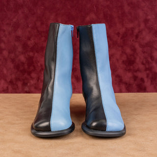 Camper Women Twin Color Black Blue Block Retro 60 Leather ankle Boots 6US EUR36