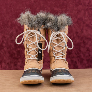 Sorel Women Joan of Artic Tan Faux Fur Waterproof Snow Winter Boots size 8