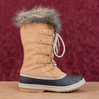 Sorel Women Joan of Artic Tan Faux Fur Waterproof Snow Winter Boots size 8