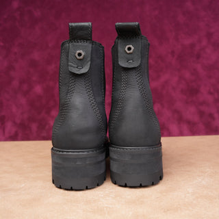 Timberland Women Courmayeur Valley Black Nubuck Chelsea Ankle Boots sz 6.5