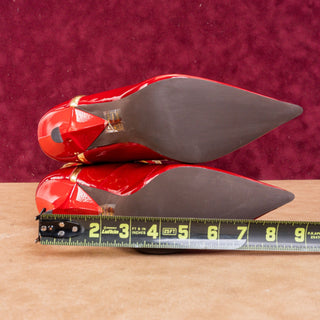 Jeffrey Campbell Business Red Patent Leather Suede Gold Knee High Boots size 7