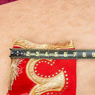 Jeffrey Campbell Business Red Patent Leather Suede Gold Knee High Boots size 7