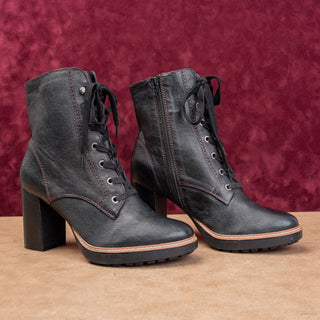 Naturalizer Women Alli Black Leather lace-up Zip Fashion Party Wide Boots sz 10