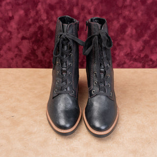 Naturalizer Women Alli Black Leather lace-up Zip Fashion Party Wide Boots sz 10