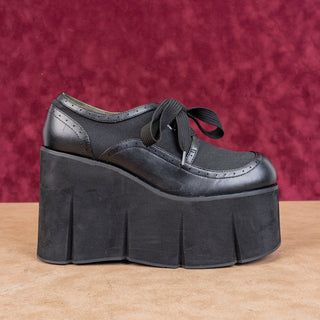 Widow Women Black Leather Platform Oxford Lace-up Shoes size 9
