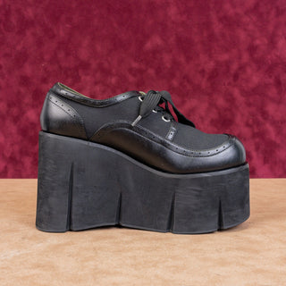 Widow Women Black Leather Platform Oxford Lace-up Shoes size 9