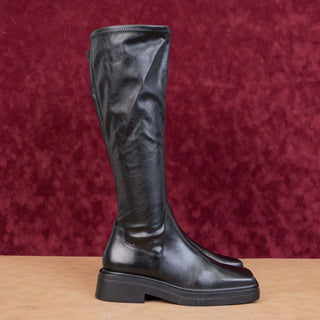 Vagabond Women Black Leather Zip Fashion Square Toe Retro Knee Boots 7US EUR37