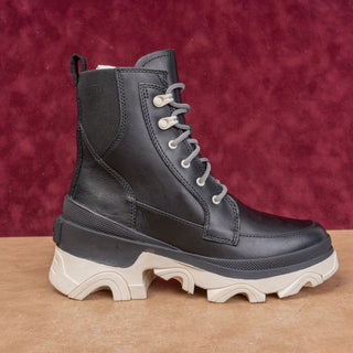 Sorel Women Brex Lace-up Waterproof White Black Leather Platform Combat Boots sz 6