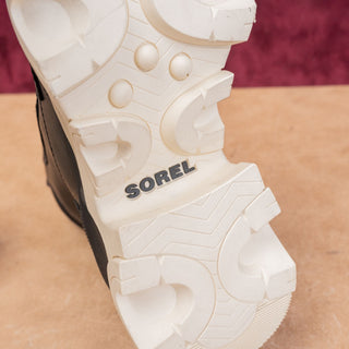 Sorel Women Brex Lace-up Waterproof White Black Leather Platform Combat Boots sz 6