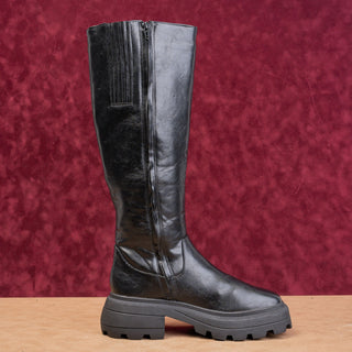 Kate Perry Wmn Geli Black Faux Leather Festival Party Platform Fashion Boots 9