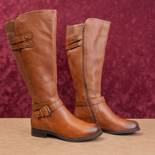 Naturalizer Women Vintage Y2K Retro Brown Leather Wide Calf Riding Boots sz 6