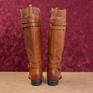 Naturalizer Women Vintage Y2K Retro Brown Leather Wide Calf Riding Boots sz 6