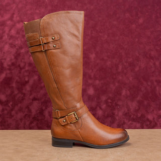 Naturalizer Women Vintage Y2K Retro Brown Leather Wide Calf Riding Boots sz 6