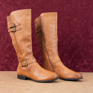 Naturalizer Women Jesse Brown Leather Wide Calf Riding Knee Tall Boots sz 12W