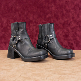 Jeffrey Campbell Women Operator Black Leather Moto Biker Ankle Boots sz 5