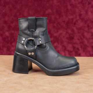 Jeffrey Campbell Women Operator Black Leather Moto Biker Ankle Boots sz 5