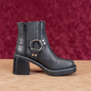 Jeffrey Campbell Women Operator Black Leather Moto Biker Ankle Boots sz 5
