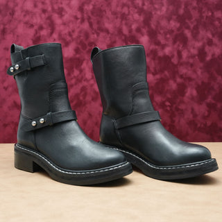 Rag&Bone Women Moto Black Leather Riding Biker Boots size 8US EUR38