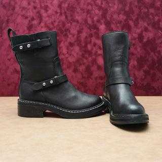 Rag&Bone Women Moto Black Leather Riding Biker Boots size 8US EUR38