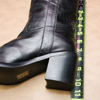 Jeffrey Campbell Women Desert Western Black Faux Leather Pull Tab Boots sz 7.5