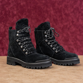 Marc Fisher Women Lizzie Lace-up Platform Black Lug Combat Boots Sz 6