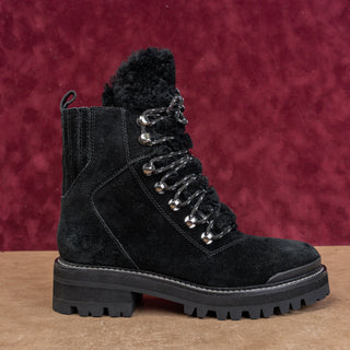 Marc Fisher Women Lizzie Lace-up Platform Black Lug Combat Boots Sz 6