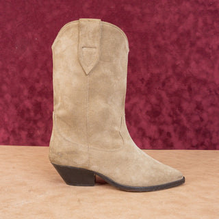 Isabel Marant Women Duerto Taupe Western Cowboy Leather Boots size 7-7.5US 38EUR