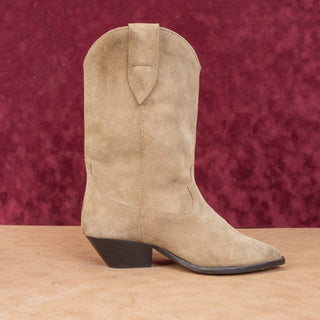 Isabel Marant Women Duerto Taupe Western Cowboy Leather Boots size 7-7.5US 38EUR