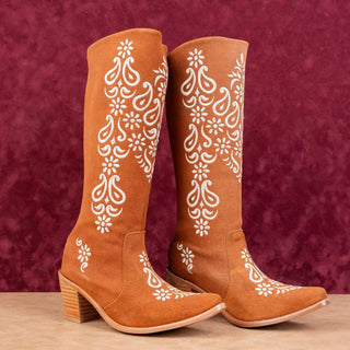 Agave Sky Women Brown Suede Back Zip Western Cowboy Knee Boots sz 8.5