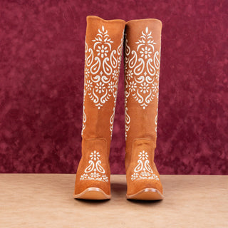 Agave Sky Women Brown Suede Back Zip Western Cowboy Knee Boots sz 8.5