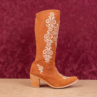 Agave Sky Women Brown Suede Back Zip Western Cowboy Knee Boots sz 8.5