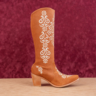 Agave Sky Women Brown Suede Back Zip Western Cowboy Knee Boots sz 8.5