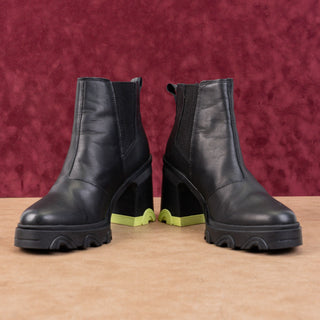 Sorel Women Brex Waterproof Green Black Leather Platform Chelsea Boots sz 8.5