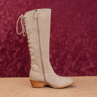 Sofft Women Sharnell Taupe Suede Back Lace-up Rust Suede Riding Boots sz 8.5