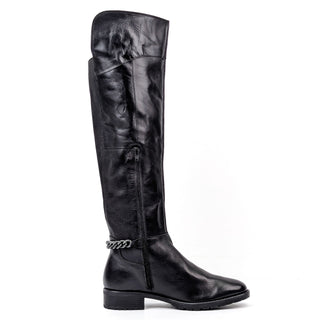 Kurt Geiger London Women Vito OTK Black Leather Chain Moto Tall Boots sz 10