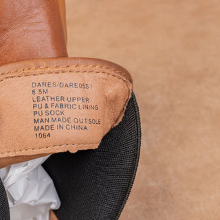 Steve Madden Women Dares Cognac Leather Elastic Panel Ankle Chelsea Boots sz 8.5