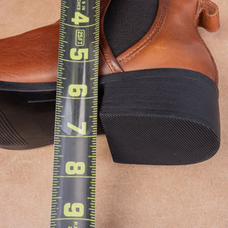 Steve Madden Women Dares Cognac Leather Elastic Panel Ankle Chelsea Boots sz 8.5