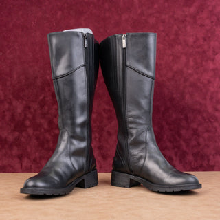 Ted&Muffy Women Black Leather Extra Wide Calf Riding Equestrian Boots 7US EUR38