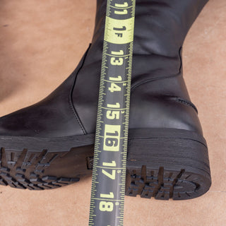 Ted&Muffy Women Black Leather Extra Wide Calf Riding Equestrian Boots 7US EUR38