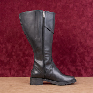 Ted&Muffy Women Black Leather Extra Wide Calf Riding Equestrian Boots 7US EUR38