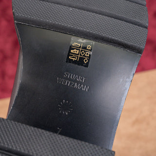Stuart Weitzman Women Boulevard Black Leather Moto Buckle Mid Calf Boots sz 7
