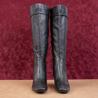 Sam Edelman Women Wide Calf Black Leather square toe Fashion Knee Boots sz 8.5