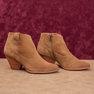 Frye Women Reina Fashion Brown Western Cowboy Ankle Suede boots sz 8.5
