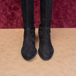 Stuart Weitzman Women Lowland Back Lace Black Suede OTK fashion Boots size 7.5