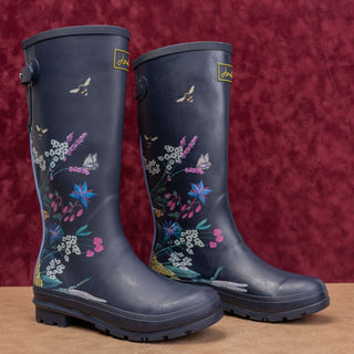 Joules Women Floral Navy Blue Festival Wellies Rain Rubber Boots 11US EUR43